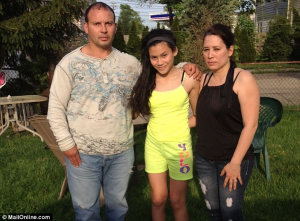 Ties: Elida Carballo, Grimilda's sister, is pictured right with her daughter Cristina, center and husband Frank, left in Cleveland  