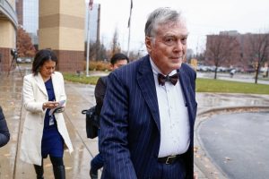 Jeronimo Yanez's Attorney Tom Kelly leaves the Ramsey County Law Enforcement Center shortly after Yanez's first appearance in court in St. Paul, Minnesota on Friday.